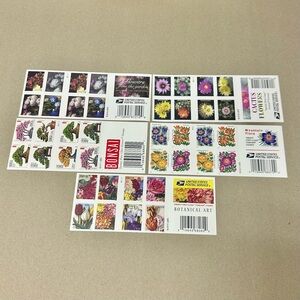 Lot of 100 USPS First Class Forever Stamps - 5 booklet books of 20 - Flowers